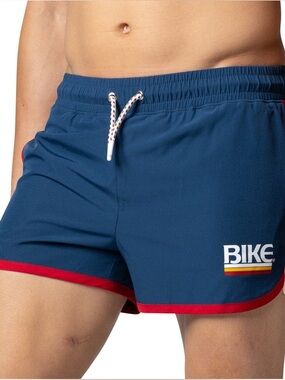 BIKE Athletic Retro Track Shorts Mens Medium Lined 3” Inseam Stretch